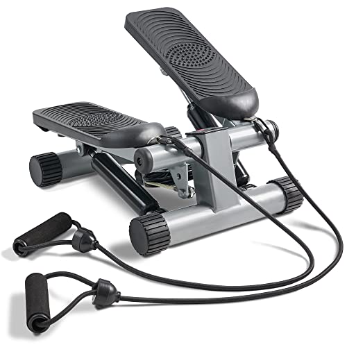 Sunny Health & Fitness Mini Stepper with Resistance Bands, Black