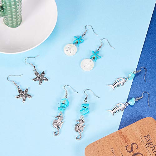 SUNNYCLUE 1 Box DIY 10 Pair Starfish Seahorse Shell Dangle Earring...