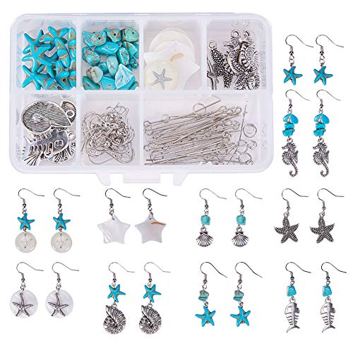 SUNNYCLUE 1 Box DIY 10 Pair Starfish Seahorse Shell Dangle Earring...