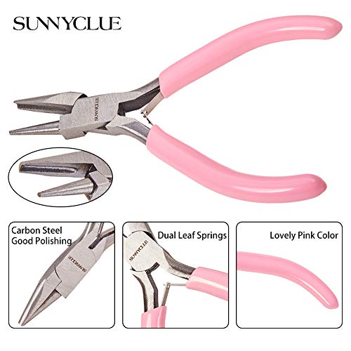 SUNNYCLUE 4.5 Inch Round Concave Pliers Wire Looping Pliers Mini P...