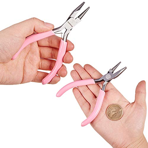 SUNNYCLUE 4.5 Inch Round Concave Pliers Wire Looping Pliers Mini P...