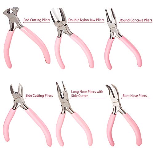 SUNNYCLUE 6pcs DIY Jewelry Pliers Tool Set Round Concave Bend Long...