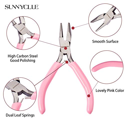 SUNNYCLUE 6pcs DIY Jewelry Pliers Tool Set Round Concave Bend Long...