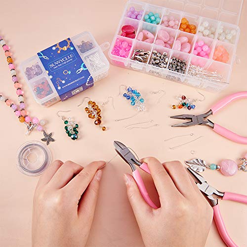 SUNNYCLUE 6pcs DIY Jewelry Pliers Tool Set Round Concave Bend Long...