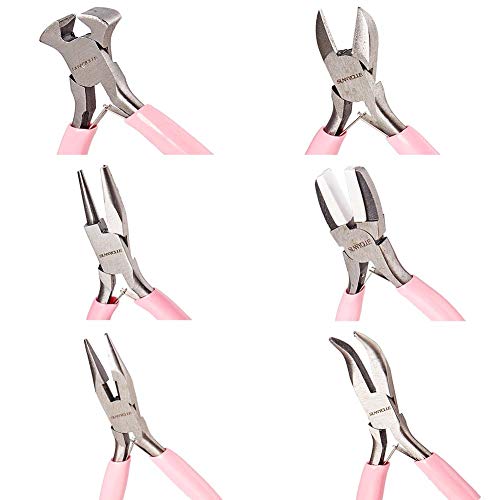 SUNNYCLUE 6pcs DIY Jewelry Pliers Tool Set Round Concave Bend Long...