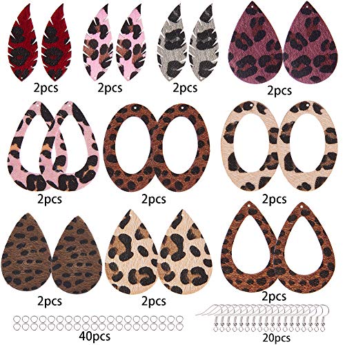 SUNNYCLUE DIY Make 10 Pairs Leopard Print Velvet Leaf Teardrop Dan...