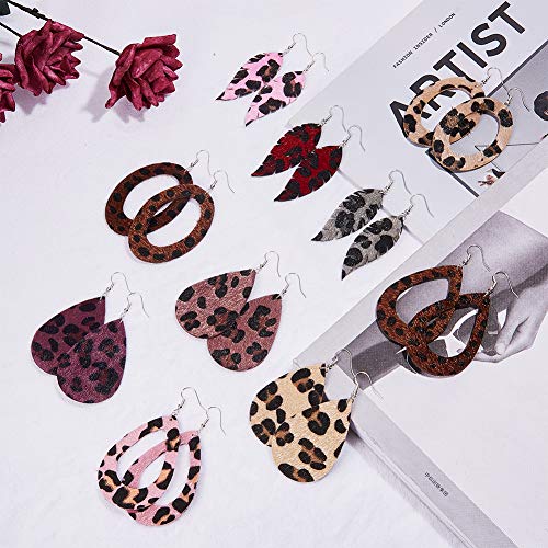 SUNNYCLUE DIY Make 10 Pairs Leopard Print Velvet Leaf Teardrop Dan...