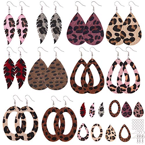SUNNYCLUE DIY Make 10 Pairs Leopard Print Velvet Leaf Teardrop Dan...