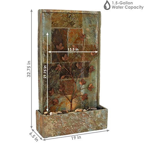 Sunnydaze Climbing Vines Slate Outdoor Waterfall Fountain with LED...