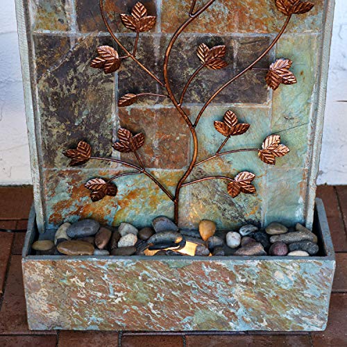 Sunnydaze Climbing Vines Slate Outdoor Waterfall Fountain with LED...