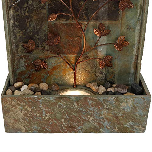 Sunnydaze Climbing Vines Slate Outdoor Waterfall Fountain with LED...