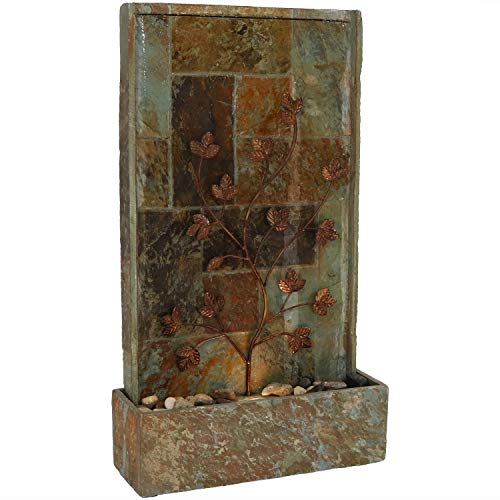 Sunnydaze Climbing Vines Slate Outdoor Waterfall Fountain with LED...