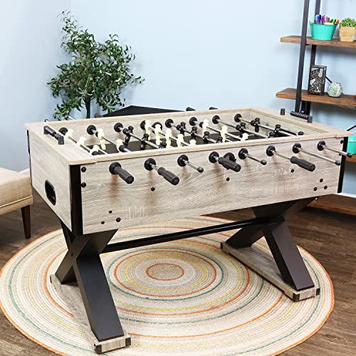Sunnydaze Delano Foosball Table with Gray Distressed Wood Look - 5...