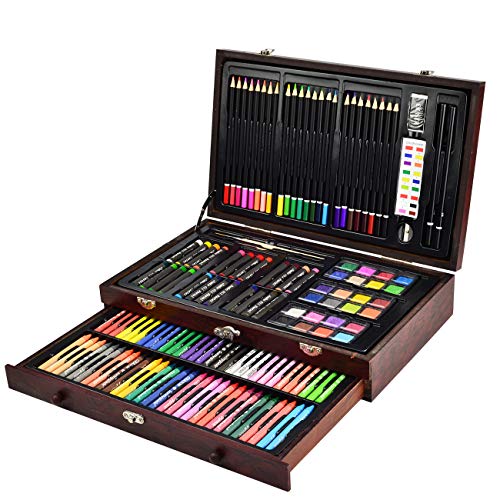 Sunnyglade 145 Piece Deluxe Art Set, Wooden Art Box & Drawing Kit ...