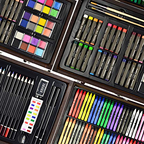 Sunnyglade 145 Piece Deluxe Art Set, Wooden Art Box & Drawing Kit ...