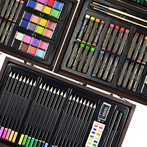 Sunnyglade 145 Piece Deluxe Art Set, Wooden Art Box & Drawing Kit ...