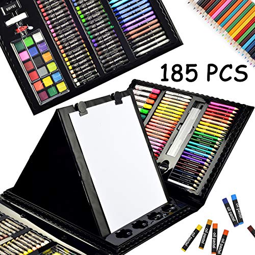 Sunnyglade 185 Pieces Double Sided Trifold Easel Art Set, Drawing ...