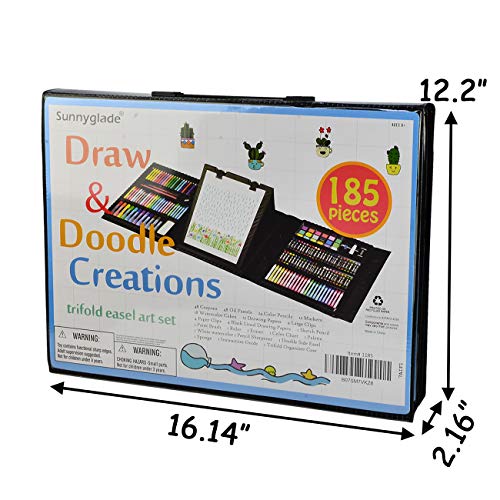 Sunnyglade 185 Pieces Double Sided Trifold Easel Art Set, Drawing ...