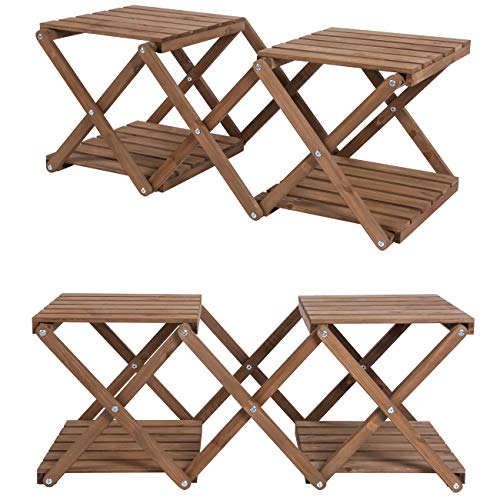 Sunnyglade 4-Tier Foldable Flower Rack Plant Stand Wood Shelf Mult...