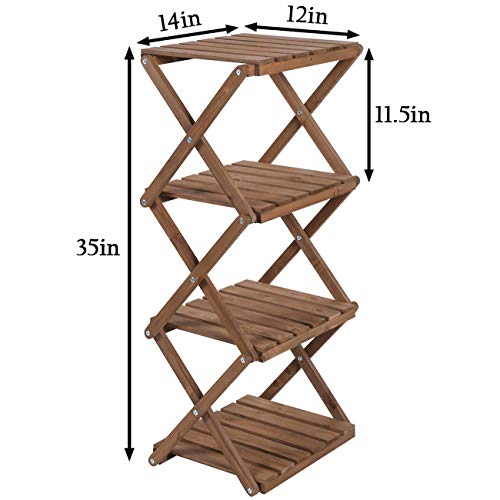 Sunnyglade 4-Tier Foldable Flower Rack Plant Stand Wood Shelf Mult...