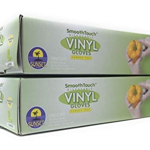 200 Disposable Vinyl Gloves, Non-Sterile, Powder-Free, Smooth Touc...