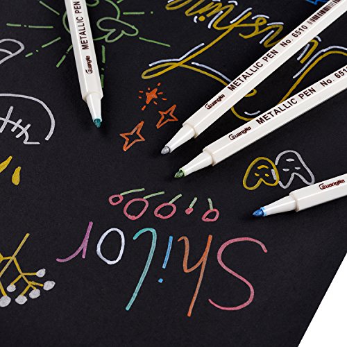 Sunshilor Metallic Markers Fine Point Metallic Marker Pens for Bla...