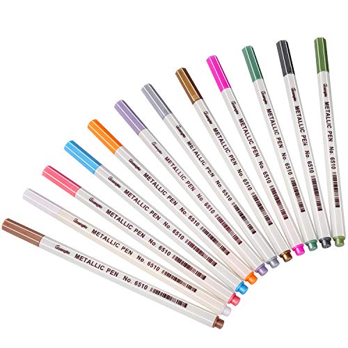 Sunshilor Metallic Markers Fine Point Metallic Marker Pens for Bla...