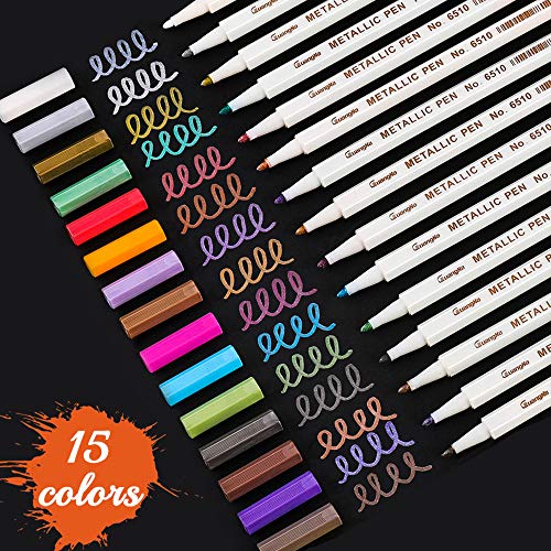 Sunshilor Metallic Markers Fine Point Metallic Marker Pens for Bla...