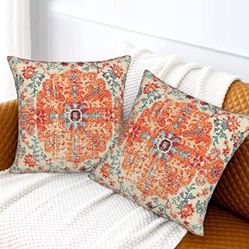 Sunshineyan Burnt Orange Boho Throw Pillow Covers 18x18 Set of 2, ...