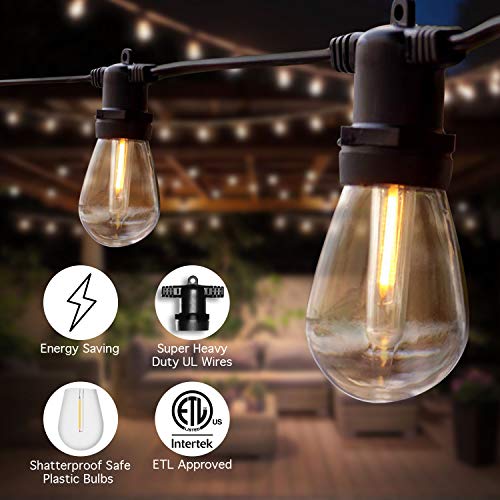 SUNTHIN 48FT LED Outdoor String Light with Shatterproof LED Filame...