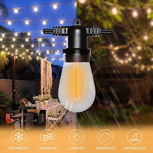 SUNTHIN 48FT LED Outdoor String Light with Shatterproof LED Filame...