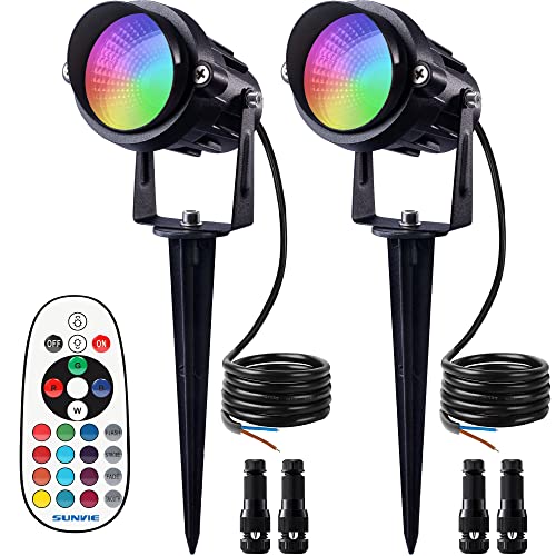 SUNVIE 12W RGB Color Changing Landscape Lights Remote Control Wate...