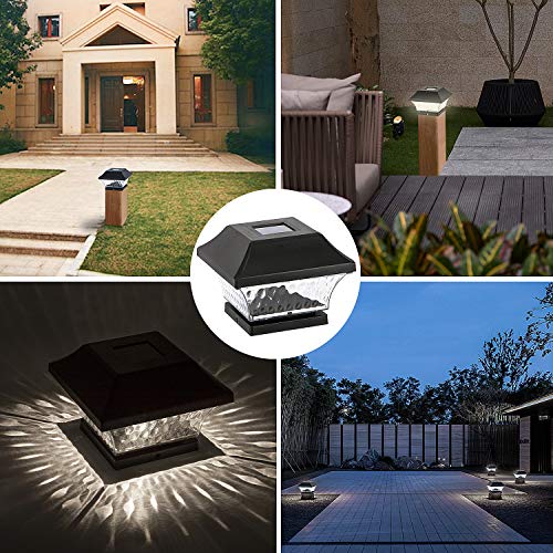 Solar Post Cap Lights Outdoor- 4 Pack LED Fence Post Lights for Wo...