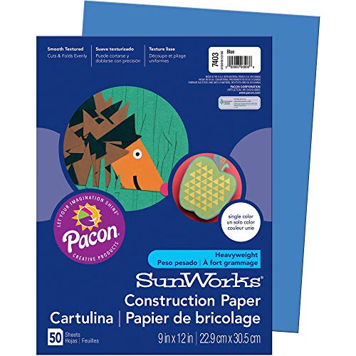 SunWorks 7403 Construction Paper, 9 x 12, 50 Sheets/Pack, Blue