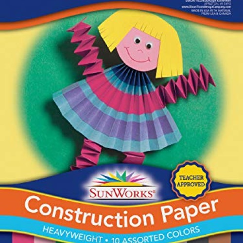 SunWorks Construction Paper, 10 Assorted Colors, 9 x 12, 500 She...