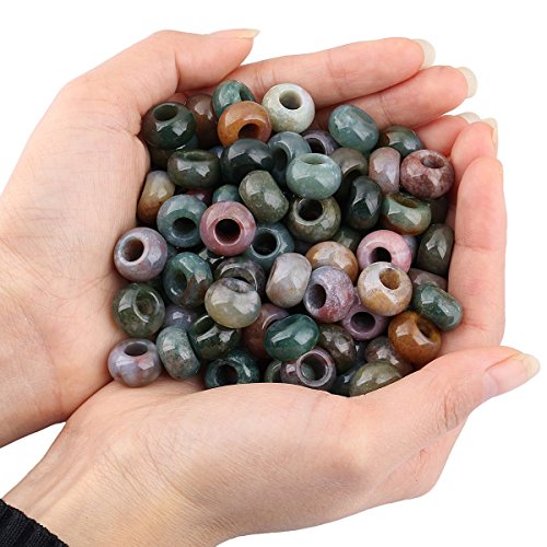SUNYIK Indian Agate Large Hole 6mm Rondelle Loose Charms Europea...