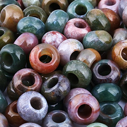 SUNYIK Indian Agate Large Hole 6mm Rondelle Loose Charms Europea...
