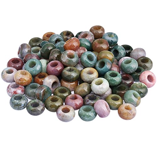 SUNYIK Indian Agate Large Hole 6mm Rondelle Loose Charms Europea...