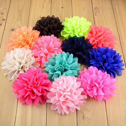30PCS 4 Different Colors Handmade Chiffon Flowers for Women DIY F...