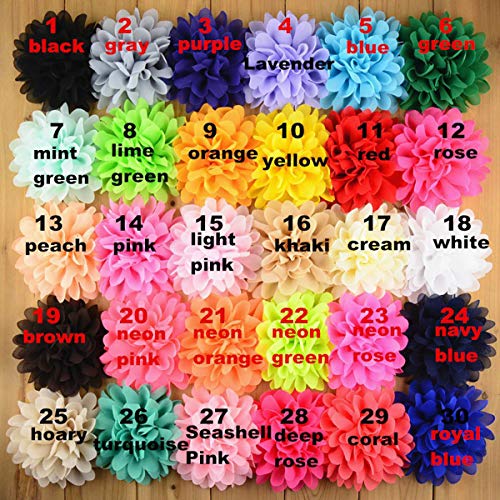 30PCS 4 Different Colors Handmade Chiffon Flowers for Women DIY F...
