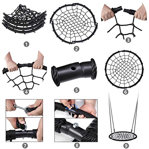 SUPER DEAL 40 Spider Web Tree Swing Net Swing Platform Rope Swin...