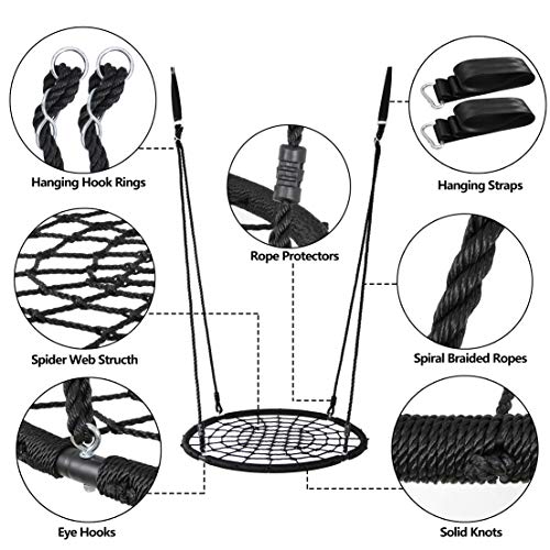 SUPER DEAL 40 Spider Web Tree Swing Net Swing Platform Rope Swin...