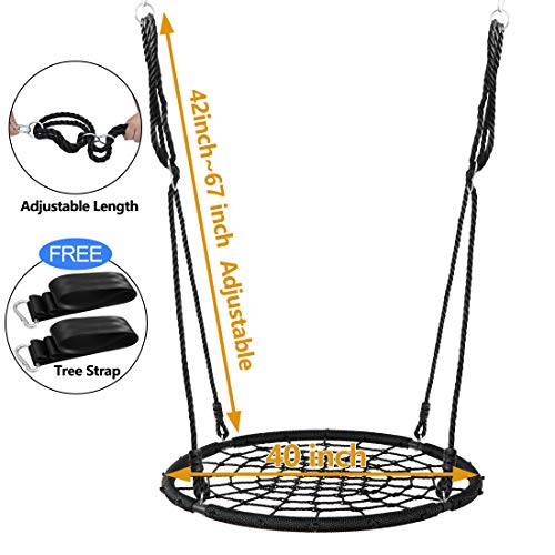 SUPER DEAL 40 Spider Web Tree Swing Net Swing Platform Rope Swin...