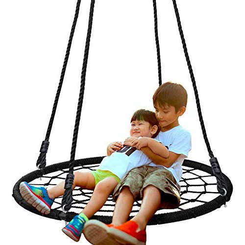 SUPER DEAL 40 Spider Web Tree Swing Net Swing Platform Rope Swin...