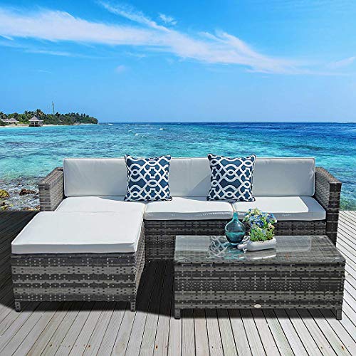 Super Patio Outdoor Patio Furniture Set, 5pc PE Wicker Rattan Sect...