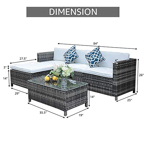 Super Patio Outdoor Patio Furniture Set, 5pc PE Wicker Rattan Sect...