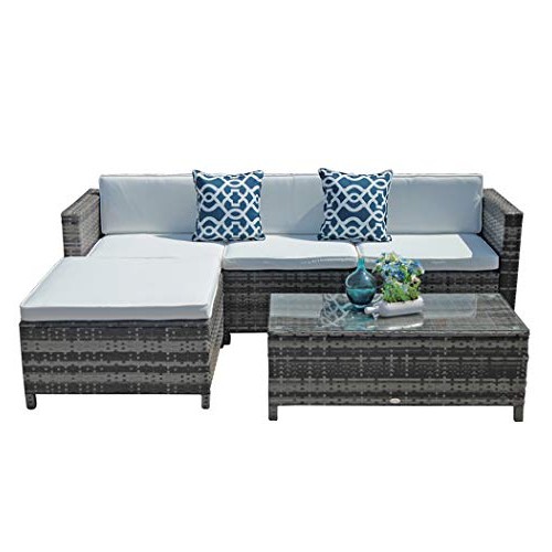 Super Patio Outdoor Patio Furniture Set, 5pc PE Wicker Rattan Sect...