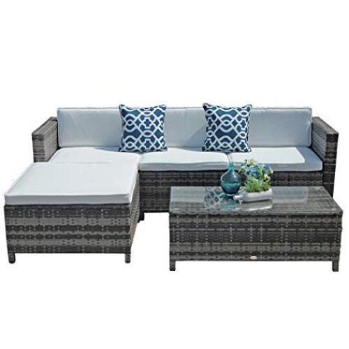 Super Patio Outdoor Patio Furniture Set, 5pc PE Wicker Rattan Sect...