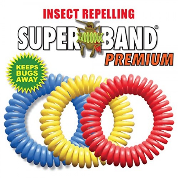Superband PREMIUM Insect Repellent Bracelet: Assorted Colors - Red...