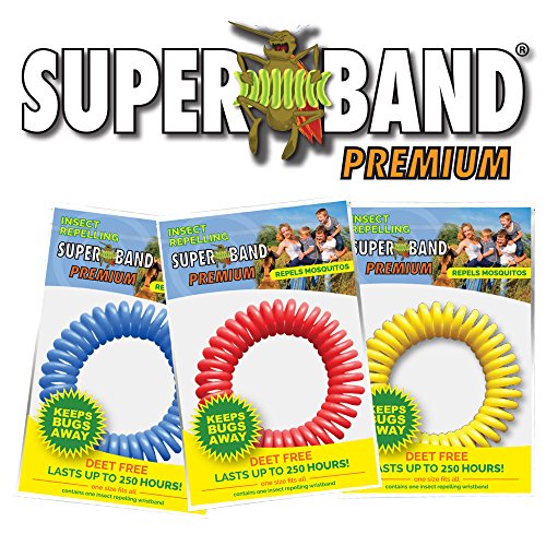 Superband PREMIUM Insect Repellent Bracelet: Assorted Colors - Red...